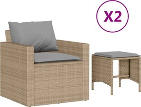 vidaXL 4 részes bézs polyrattan kerti ülőgarnitúra párnákkal