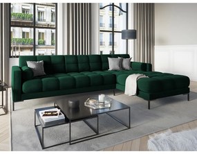 Bali sötétzöld bársony sarokkanapé, jobb oldali - Cosmopolitan Design