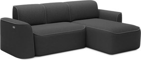 Sötétszürke buklé sarokkanapé (jobb oldali-heverő résszel) Ume – ELTAP
