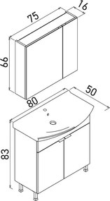 Purus mosdószekrény, 80 cm – TR785PNC1718