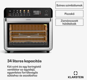 Klarstein AirGlaze Digital forrólevegős fritőz, 2200 W, 19 program, mosogatógépben mosható tartozékokkal együtt