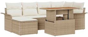 vidaXL Kerti Kanapé Szett párnával 7 pcs Beige és krém polirattan