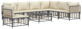 8 részes antracitszürke polyrattan kerti ülőgarnitúra párnákkal