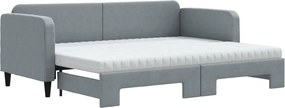 vidaXL világosszürke kihúzható szövet heverő matracokkal 80 x 200 cm