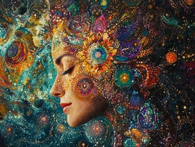 Vászonkép Canvas Portré Nő Mandala Csakra Energia Zen 100x75