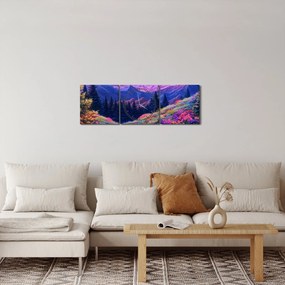 Kép - Lila táj teljes holdfénynél (órával) (90x30 cm)