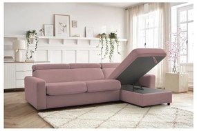 Rózsaszín kinyitható sarokkanapé (variálható) Monaco – Bobochic Paris