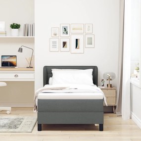 Boxspring Ágy Matrac nélkül - Sötétszürke, 90x190 cm, Szövet