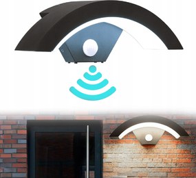 LED-es kültéri homlokzati fali lámpa mozgásérzékelővel fehér hideg 18W IP65