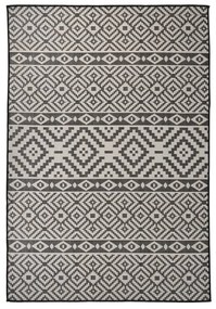 fekete csíkos lapos szövésű kültéri szőnyeg 160 x 230 cm