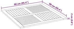 tömör akácfa négyzet alakú asztallap 90 x 90 x 2 cm