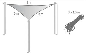 Napvitorla fényfüzérrel, 140 napelemes LED, 8 világítási móddal, 3x3x3 m, zsinór, rögzítőelemek