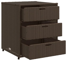 barna polyrattan kerti tárolószekrény 55 x 59 x 69 cm