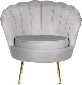 Elegáns Fotel Szürke Bársony Kárpittal, Aranyszínű Lábakkal. ANGEL