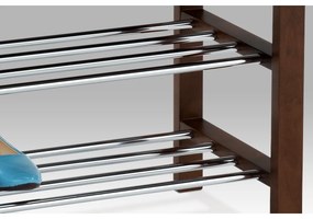 Cipőtartó állvány ülőkével 2 szintes, barna/barna, 80 x 30 x 49 cm