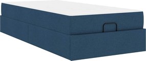vidaXL Ágykeret matraccal matracmal 2 pcs Kék szövet