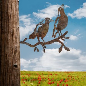Bird fém kerti dísztárgy, barna, 45×39 cm