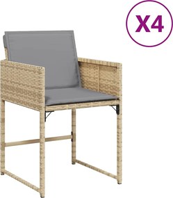 vidaXL 4 db vegyes bézs polyrattan kerti szék párnával