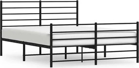 vidaXL fekete fém ágykeret fej- és lábtámlával 120 x 200 cm