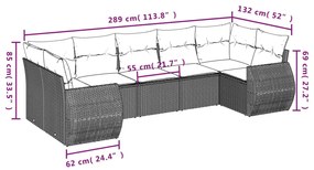 7 részes fekete polyrattan kerti ülőgarnitúra párnával