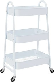 vidaXL tárolókocsi 3 rétegű fehér 42x41,5x77 cm acél