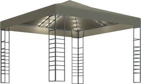 vidaXL tópszínű kerti pavilon LED fényfüzérrel 3 x 3 m
