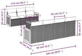 8 részes fekete polyrattan kerti ülőgarnitúra párnákkal