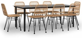 vidaXL 9 részes polyrattan kerti étkezőgarnitúra