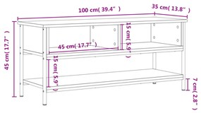 barna tölgy színű szerelt fa TV-szekrény 100 x 35 x 45 cm