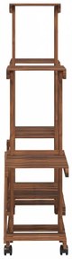Tömör fenyőfa virágtartó állvány kerekekkel 95 x 25 x 101 cm