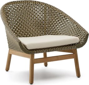 Zöld-natúr színű tömörfa kerti fotel Olbia – Kave Home