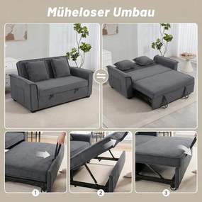 HOMCOM Futon kanapéágy, állítható háttámlával, 2 személyes, 2 párnával, sötétszürke