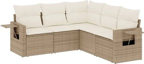 vidaXL 5 részes bézs polyrattan kerti ülőgarnitúra párnákkal