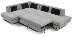 AVESTA ággyá nyitható balos L-alakú kárpitozott sarokkanapé tárolóhellyel, szürke