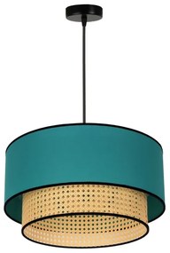 Duolla - Csillár zsinóron BOHO 1xE27/15W/230V átm. 45 cm türkiz/rattan