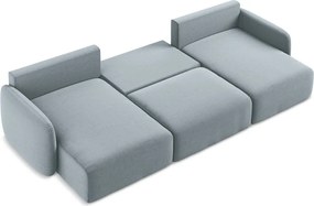 Kék bársony kinyitható-tárolóhelyes (U alakú) sarokkanapé Kalena – Makamii