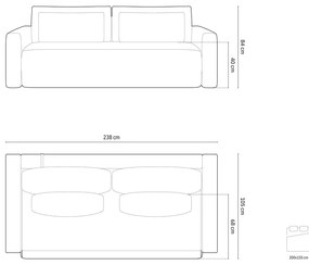 Világosszürke bársony kinyitható tárolóhelyes kanapé 238 cm Belfast – Cosmopolitan Design