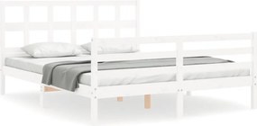 vidaXL fehér tömör fa ágykeret fejtámlával 160 x 200 cm