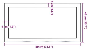 világosbarna kezelt tömör tölgyfa fali polc 80x40x(2-4) cm