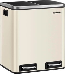 Konyhai szemeteskosĂĄr 2 rekeszes 2 x 15 liter krĂ©mszĂnƱ Songmics