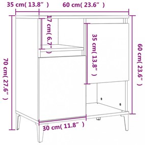 3 db magasfényű fehér szerelt fa tálalószekrény 60 x 35 x 70 cm