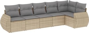 vidaXL 6 részes bézs polyrattan kerti ülőgarnitúra párnával