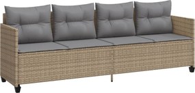 vidaXL bézs polyrattan napozóágy párnával