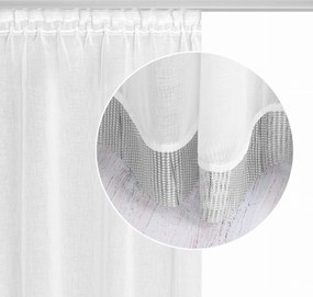 Stone szalagfüggöny 140x270 fehér, dekoratív szalaggal