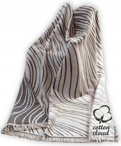 Pamut-akril takaró 150x200 bézs barna vonalak