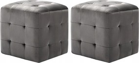 Éjjeliszekrény, 2 db, szürke, 30x30x30 cm, bársony