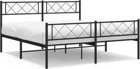 vidaXL fekete fém ágykeret fej- és lábtámlával 140 x 190 cm