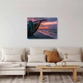 Egy csónak képe a parton (üvegen) (70x50 cm)
