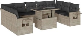 vidaXL 10 részes világosszürke polyrattan kerti ülőgarnitúra párnákkal