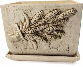 Samott agyag kaspó 29 cm állvány típus Tulipán levendula motívum